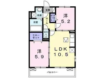 VILALAUGHPLACEI(2LDK/1階)の間取り写真