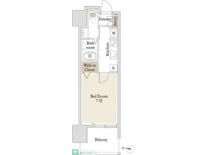 BLESS亀戸(1K/17階)の間取り写真