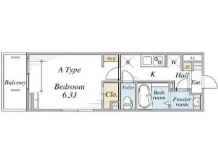 リブリ西横浜II(1K/1階)の間取り写真