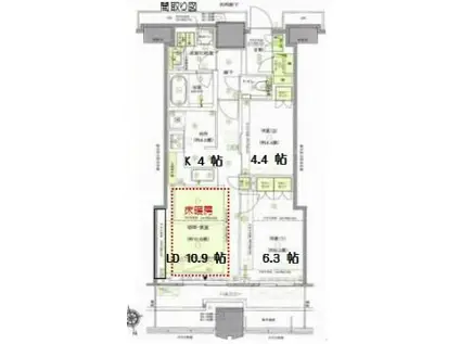 富久クロスコンフォートタワー(2LDK/32階)の間取り写真