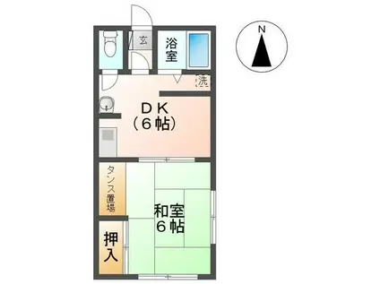 スカイハイツ(1DK/2階)の間取り写真