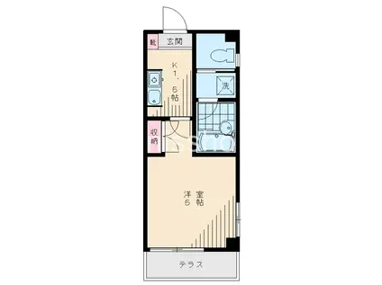 サウスヴィラ(1K/1階)の間取り写真