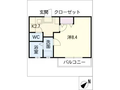 グリーンビレッジ(1K/2階)の間取り写真