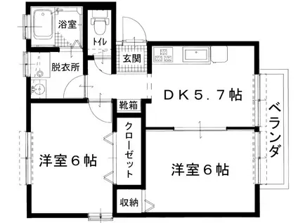ルネス吉岡8号地(2DK/2階)の間取り写真