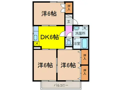 セジュール鬼橋C(3DK/2階)の間取り写真