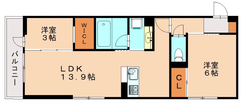 D-ROOM伊賀駅東(2LDK/2階)の間取り写真