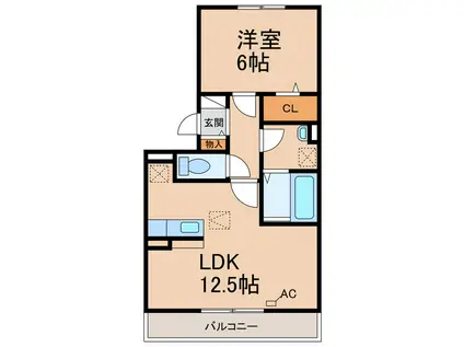 ムーンライト A棟(1LDK/1階)の間取り写真