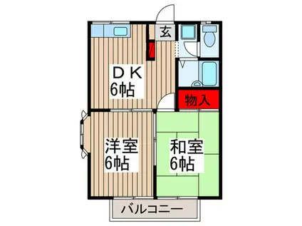 エステートピアコムA(2DK/2階)の間取り写真