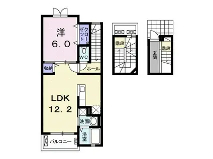 グランディア(1LDK/3階)の間取り写真