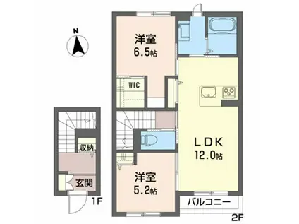 アジェラート(2LDK/2階)の間取り写真