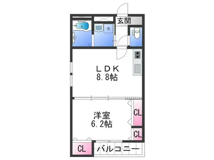フジパレス城北III番館(1LDK/2階)の間取り写真