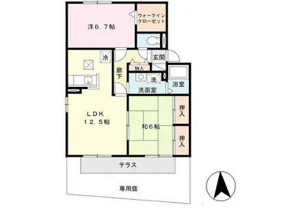 セジュール山陽(2LDK/1階)の間取り写真