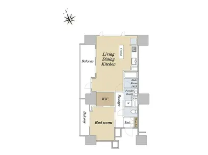 グランスイート白金高輪(1LDK/15階)の間取り写真