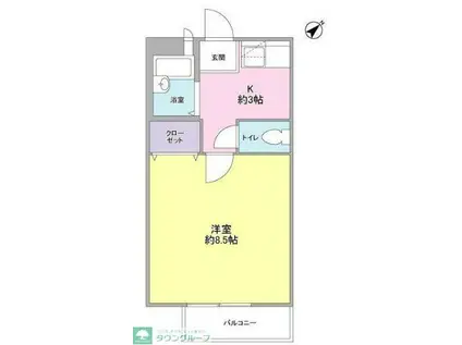 ノースハイツII(1K/1階)の間取り写真