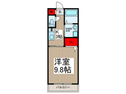 エターナル南与野(1K/3階)の間取り写真