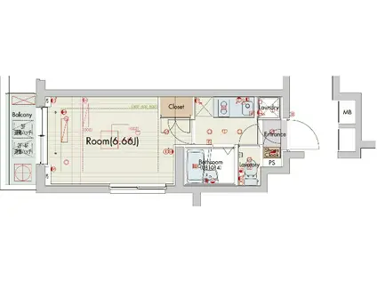 ビバリーホームズ稲田堤(1K/5階)の間取り写真