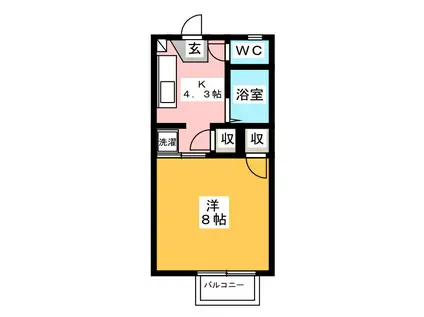 ベルメゾン三本柳Ⅴ(1K/2階)の間取り写真