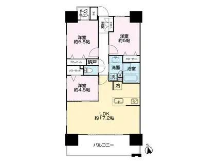 レーベン熊本新町EMBRACE(3LDK/11階)の間取り写真