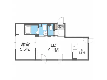 エル澄川(1LDK/4階)の間取り写真
