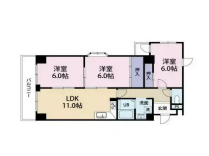 メゾン多田(3LDK/5階)の間取り写真