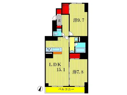 TS GARDEN北柏 2号棟(2LDK/1階)の間取り写真