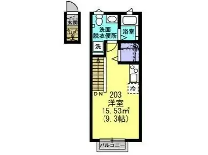 クオーレ八軒小路 ウエスト(ワンルーム/2階)の間取り写真