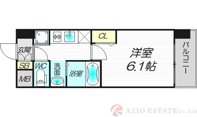 アスヴェル新北野モスト(1K/5階)の間取り写真
