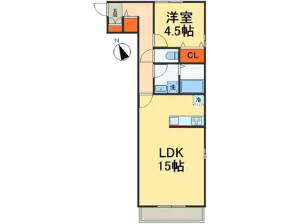 M.Nミライ(1LDK/1階)の間取り写真