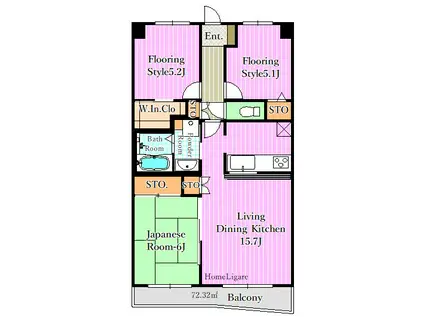アリーナコースト弐番街(3LDK/8階)の間取り写真