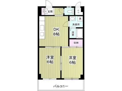 メゾン本厚木(2DK/1階)の間取り写真