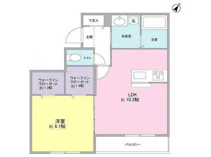 クレール彩(1LDK/3階)の間取り写真