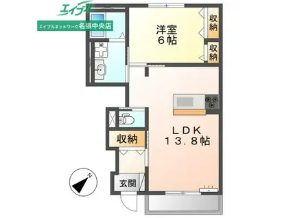 レジデンス蔵持(1LDK/1階)の間取り写真