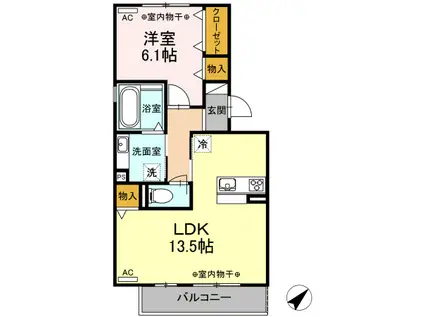 ルチェーレ有玉南町(1LDK/2階)の間取り写真