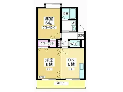 シュライン南宮(2DK/1階)の間取り写真