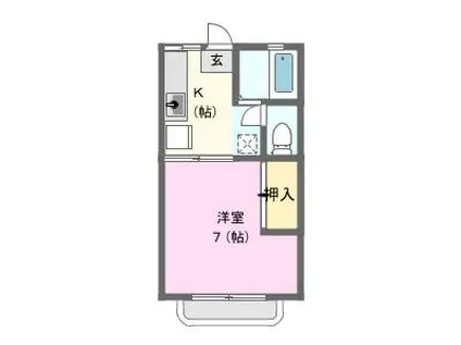 ウッディヒルズA(1K/2階)の間取り写真