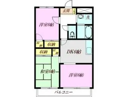 ヌーベルシャトー朝霞(3DK/2階)の間取り写真