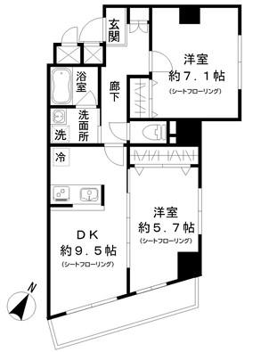 ブールバード白山(2DK/6階)の間取り写真