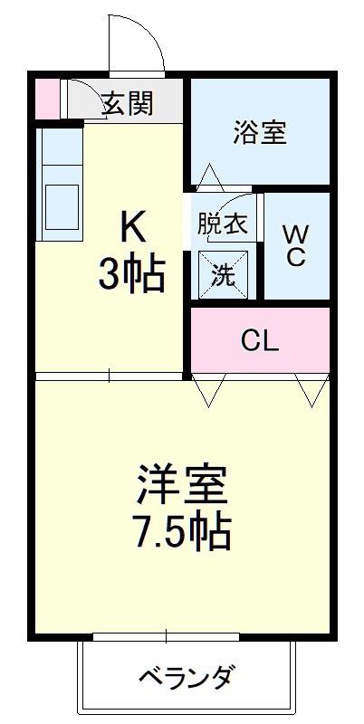 アミティエC(1K/1階)の間取り写真