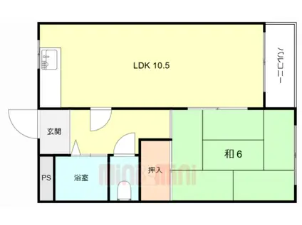 マンション修楽(1LDK/2階)の間取り写真