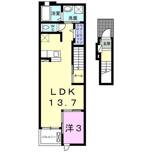 メゾンパークB(1LDK/2階)の間取り写真