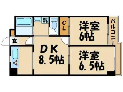 ドリーム成城(2DK/2階)の間取り写真