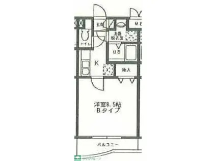 シャルム南流山弐番館(1K/2階)の間取り写真