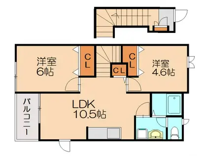 リベラール藤(2LDK/2階)の間取り写真