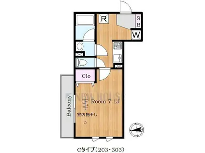 BLD.KODA神楽坂(1K/2階)の間取り写真