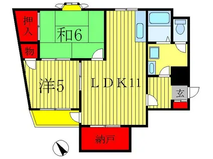 ビラ松涛(2LDK/5階)の間取り写真