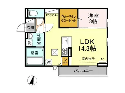 アルデバラン 105(1LDK/1階)の間取り写真