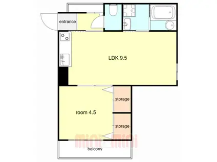 クリエオーレ福町(1LDK/1階)の間取り写真