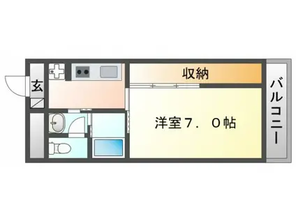 HARU緑地公園(1K/2階)の間取り写真