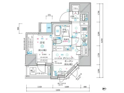 ディアレイシャス蒲田II(1DK/11階)の間取り写真