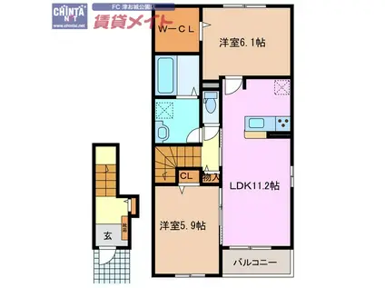 エトワール II(2LDK/2階)の間取り写真